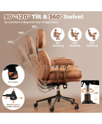 Ergonomic Swivel Office Chair, Extra Wide Comfy Desk Chair with Lumbar Support, Height Adjustable Modern Executive Computer Chair