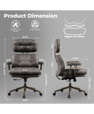 Ergonomic Swivel Office Chair, Extra Wide Comfy Desk Chair with Lumbar Support, Height Adjustable Modern Executive Computer Chair