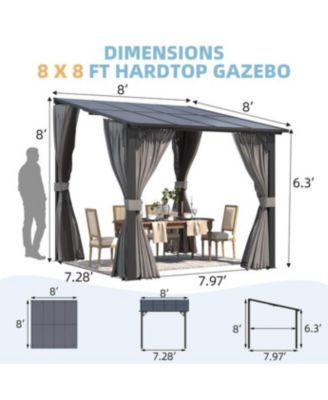 8'x8' Wall Gazebo with Curtains and Mosquito Netting