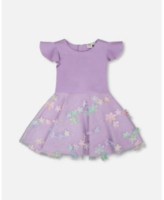 Big Girls Bi-Material Dress Mauve