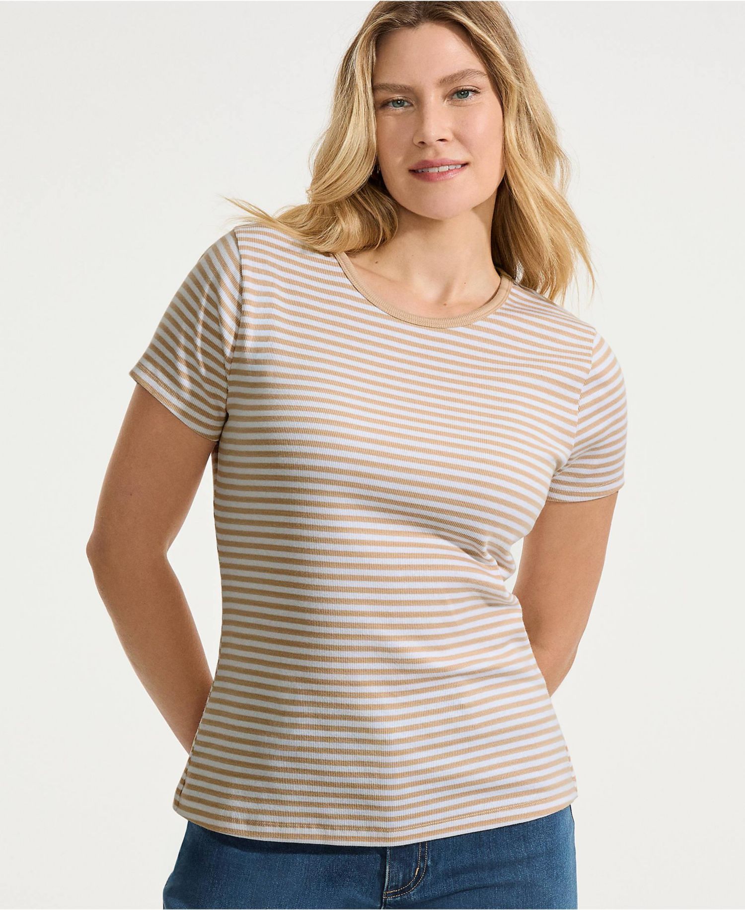 Women's Short Sleeve Crew Neck Micro Rib Mini Tee