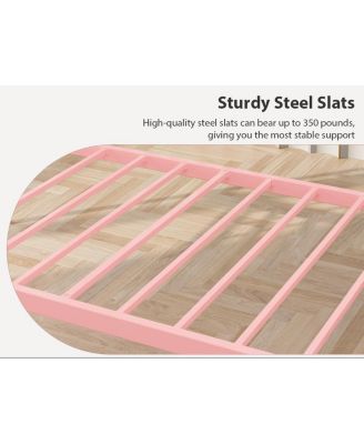 Sofa Bed Frame with Heart-Shaped Decoration and Steel Slat Support, Space-Saving, No Box Spring Needed, for Apartment, Living Room