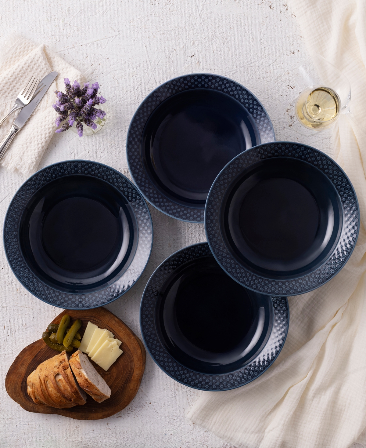 Noritake Kikko 25 oz. Rim Dinner Bowls, Set of 4