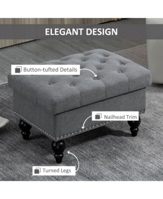 25" Button-Tufted Storage Ottoman with Removable Lid,