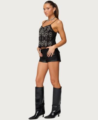 Women's Labella Faux Leather Micro Shorts