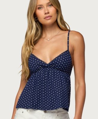 Women's Belen Polka Dot Lacey Babydoll Top