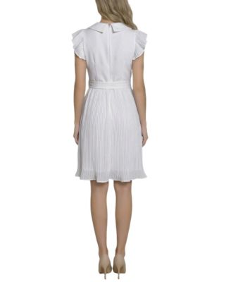 Petite Plisse Pleated Short-Sleeve Dress