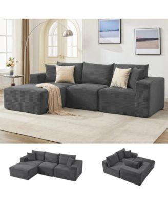 108" Modular Sectional Sofa - L Shaped Boneless Cloud Couch with 67.5" Chaise, Reversible L/R Facing, No Assembly Required