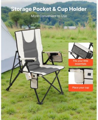 Heated Camping Chair, High Back Folding Chair with 3 Heat Settings, Padded Seat, Armrests & Cupholder, 260 lb Capacity