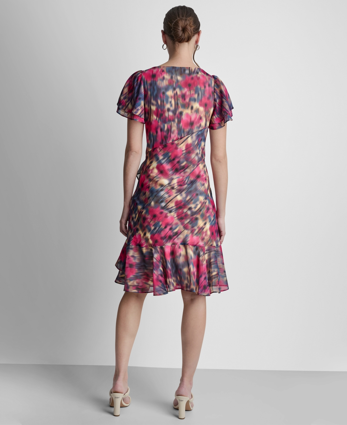 Dkny Women's Double Flutter Short-Sleeve Ruffle Hem Dress