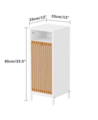 Tilt Out Laundry Hamper Cabinet with Bamboo Slat Front & Removable Hamper
