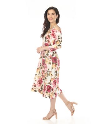 Women's Cold Shoulder 3/4 Sleeve Dress