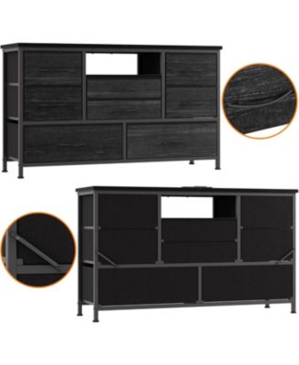47" 8-Drawer TV Stand, LED Media Console with Power Outlet for Bedroom & Living Room