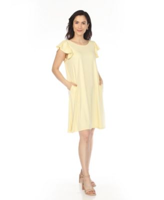 Women's Crew Neck Ruffle-Sleeve Dress