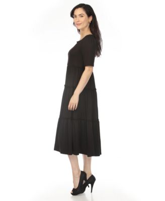 Women's Square Neck Short-Sleeve Tiered Dress