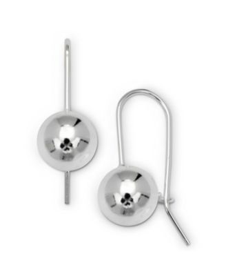 925 Sterling Silver 10mm Polished Solid Ball Frenchwire Drop Earrings