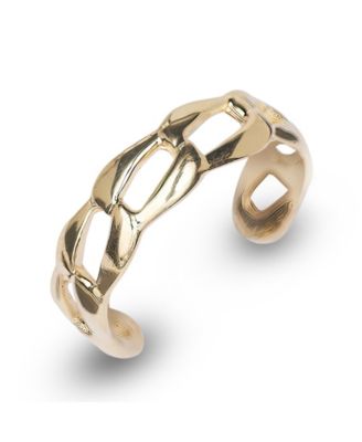 Solid 10k Yellow Gold 4mm Flat Curb Link Adjustable Toe Ring