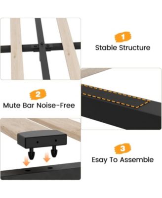 2Pcs Set Upholstered Queen Size Bed Frame with 4 Storage Drawers & Wingback Headboard, USB/Type-C Charging Station, Tufted Design