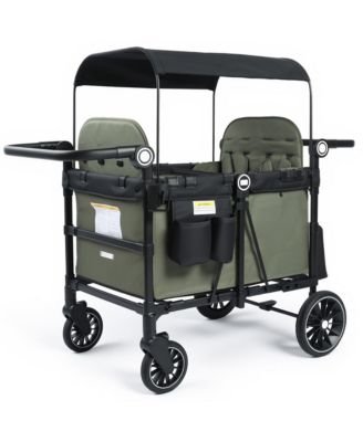 Baby All-Terrain 4-Seat Stroller Wagon with Canopy, Shock-Absorbing Wheels, Snack Tray, Storage Bag & Adjustable Handle