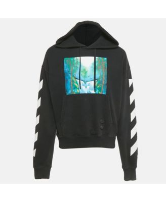 Men's Black Waterfall Print Cotton Hoodie