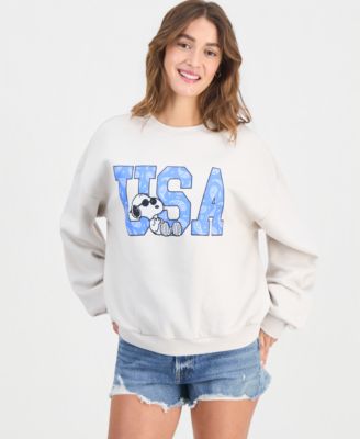 Juniors' Patchwork Bandana Snoopy USA Sweatshirt