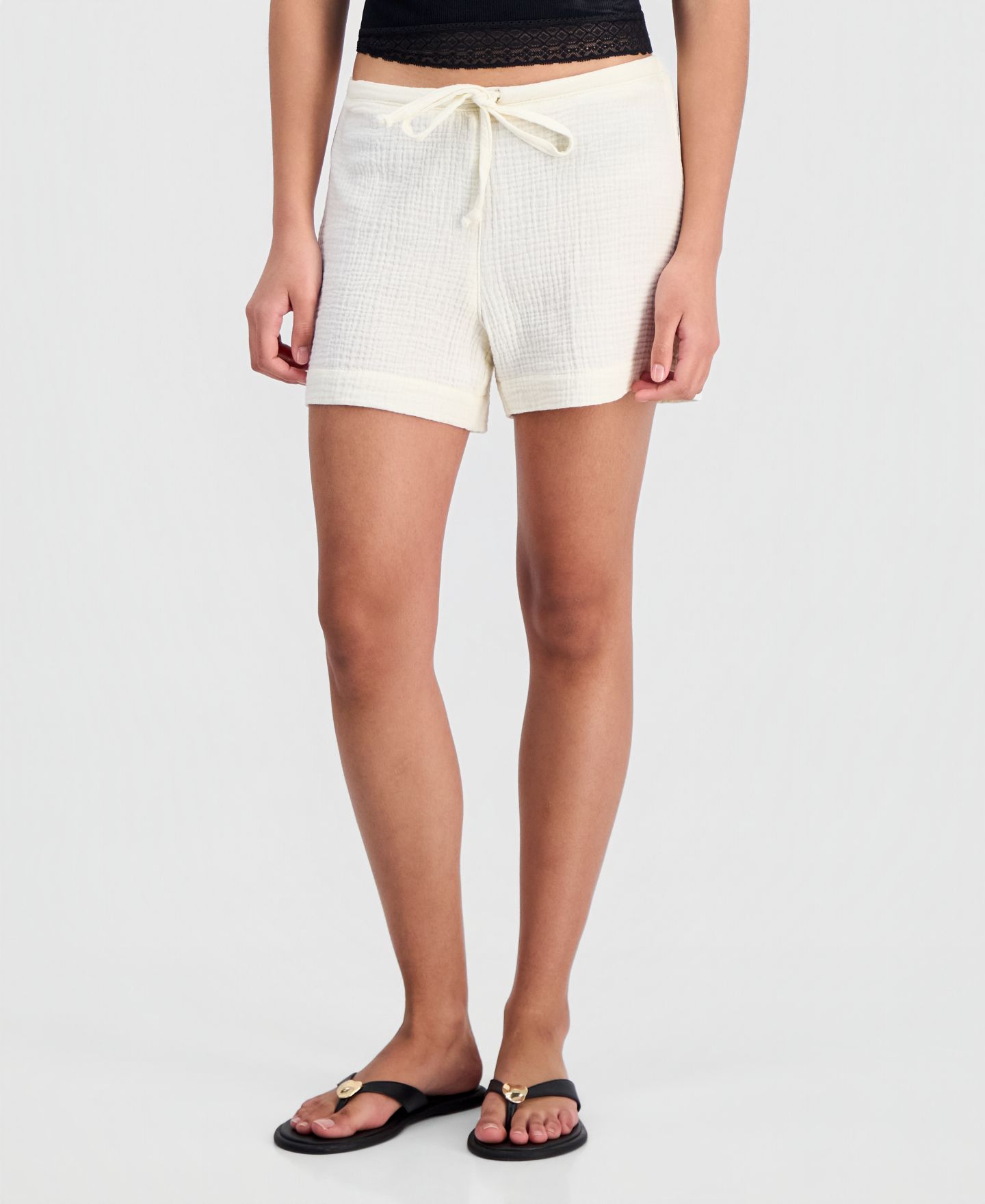 Женские шорты Indigo Rein Juniors' Cotton Gauze Button-Hem, цвет: Egret — фото 3