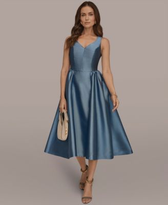 Women's Sleeveless V-Neck A-Line Midi Dress