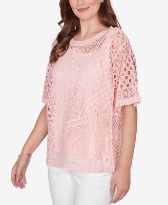 Petite Chemical Lace Pullover Sweater