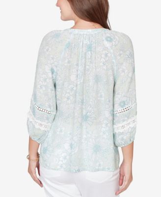 Petite Floral Silky Gauze Peasant Top