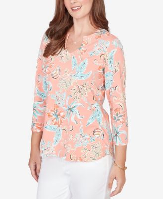 Petite Embellished Oceania Floral Knit Top