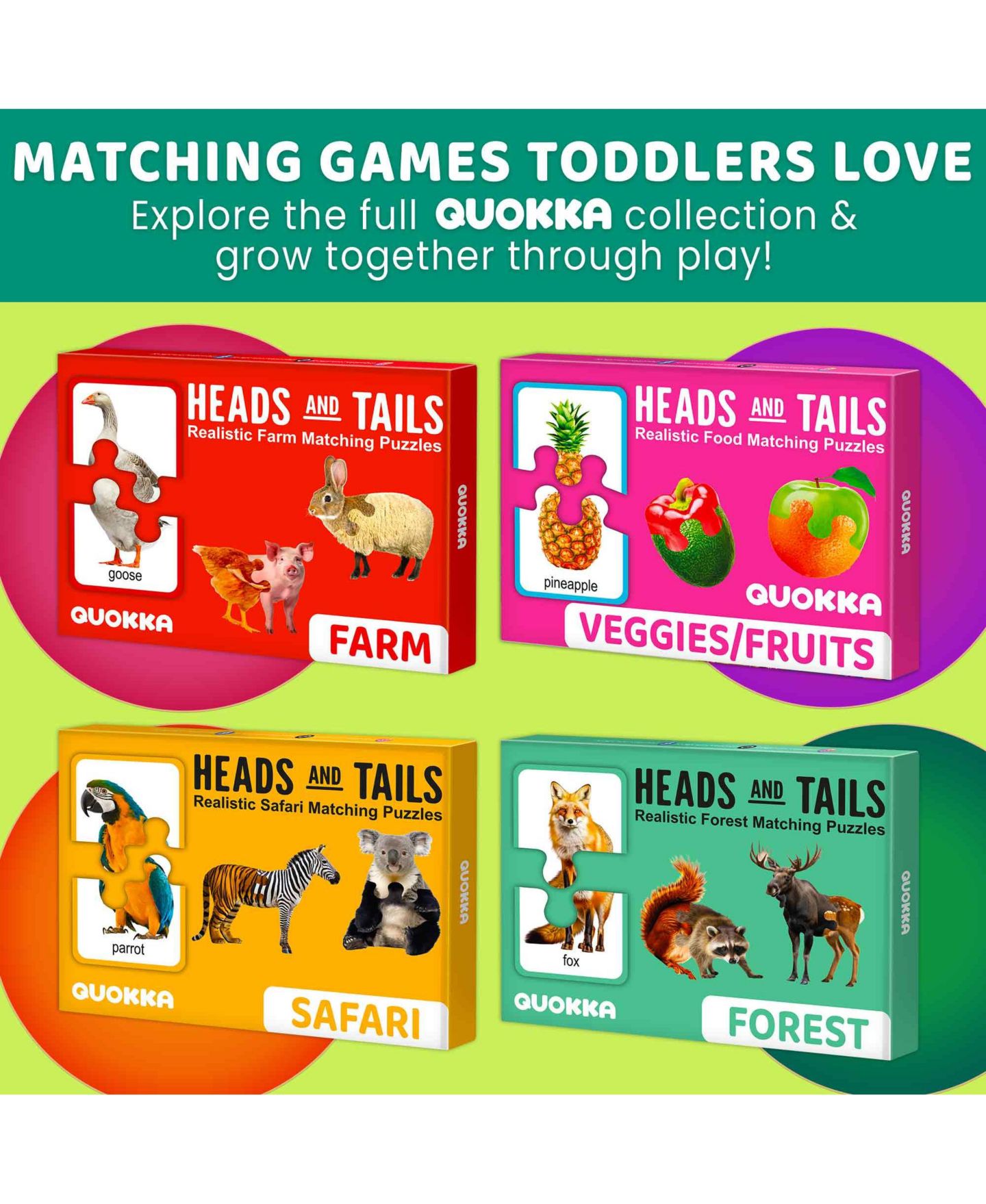 Детский пазл Quokka Animal Matching Puzzle, 16-Piece, Ages 2–4, цвет: Farm — фото 6