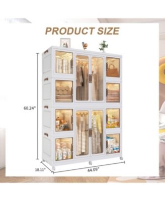 12 Magnetic Doors, 2 Hanging Rods & 16 Hangers Portable Wardrobe Closet