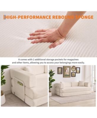 Convertible Couch - 78.7" Folding Sofa Bed with 2 Pillows,   No Assembly Required for Living Room, Bedroom