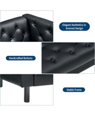 81'' Leather Deep Seat Handmade Button Tufted 3 Seater Chesterfield Sofa Couch