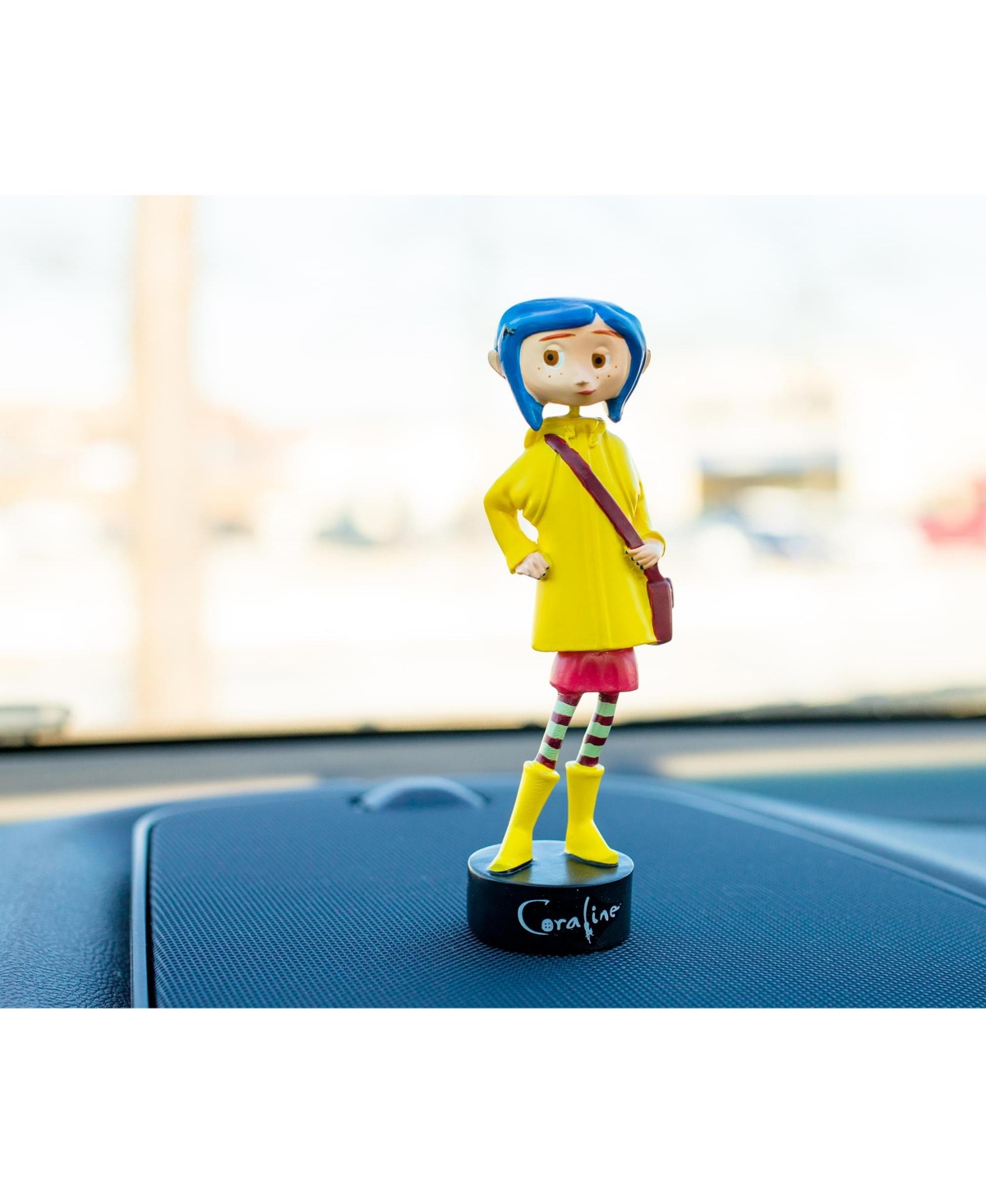 Surreal Entertainment Coraline in Rain Coat Pvc Bobble Figure for Adults Only | Collectible Bobblehead Action Figure, Desk Toy Accessories | 5 Inches