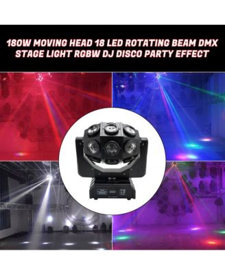 180W RGBW Moving Head Stage Light with Adjustable Strobe, DMX & Auto Music Sync