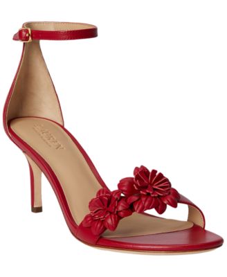 Women's Allie Mid-Heel Floral-Trim Sandals