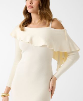 Women's Long-Sleeve Off-The-Shoulder Ambrosia Rib Dress
