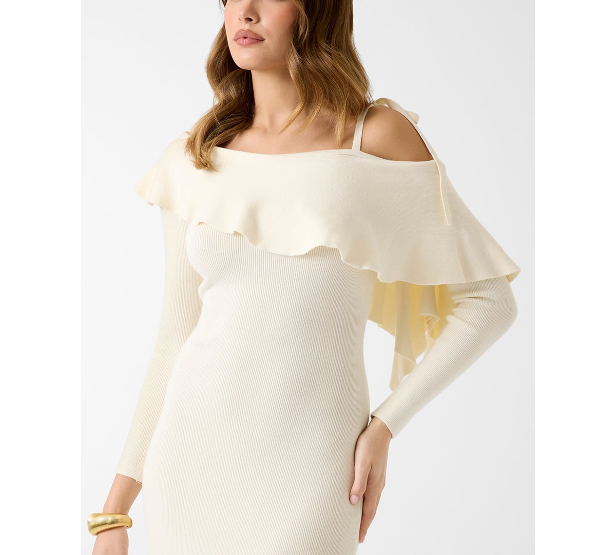 Guess Women's Long-Sleeve Off-The-Shoulder Ambrosia Rib Dress