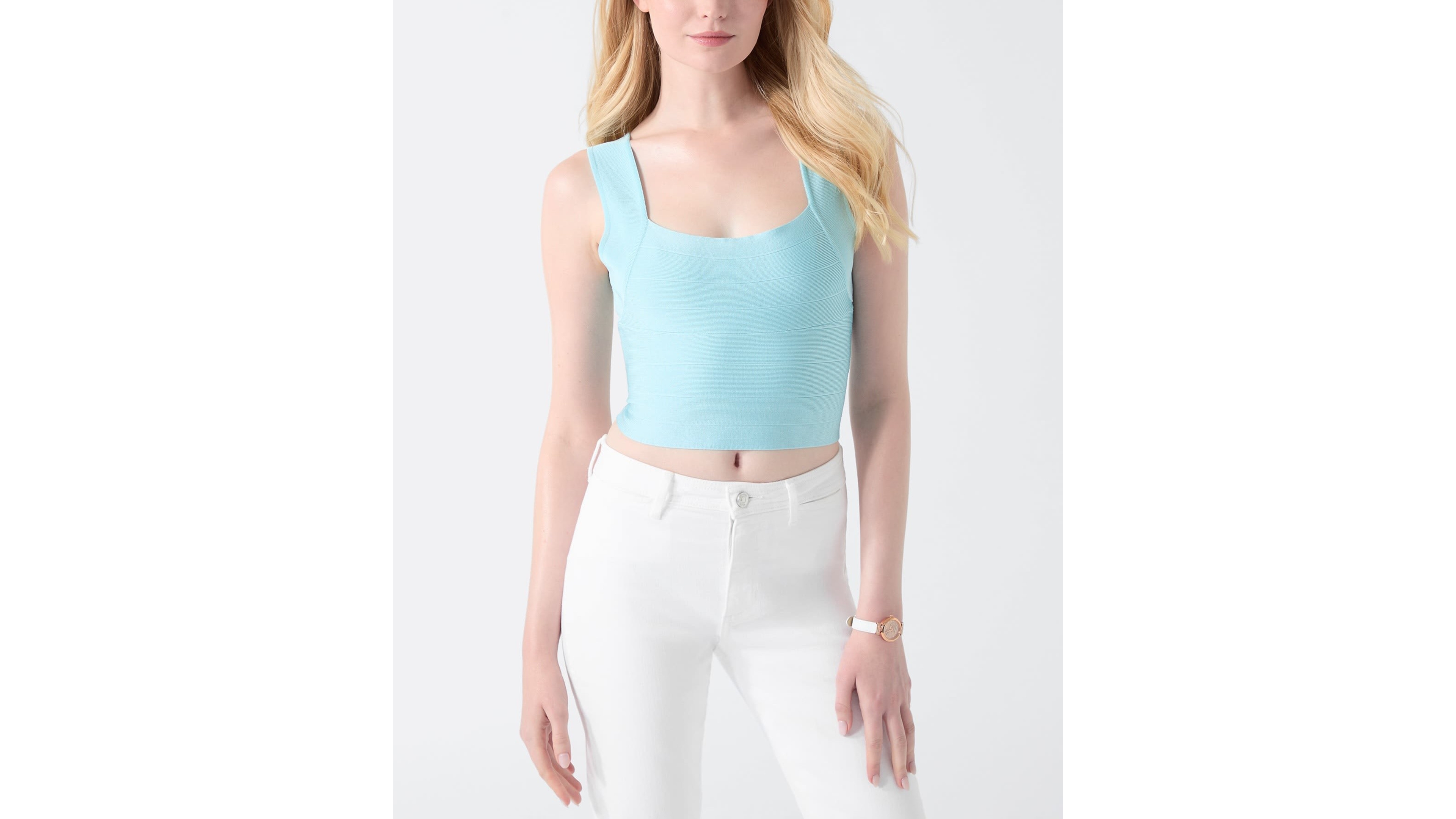 Guess Women's Karmen Mirage Back-Cutout Cropped Tank Top