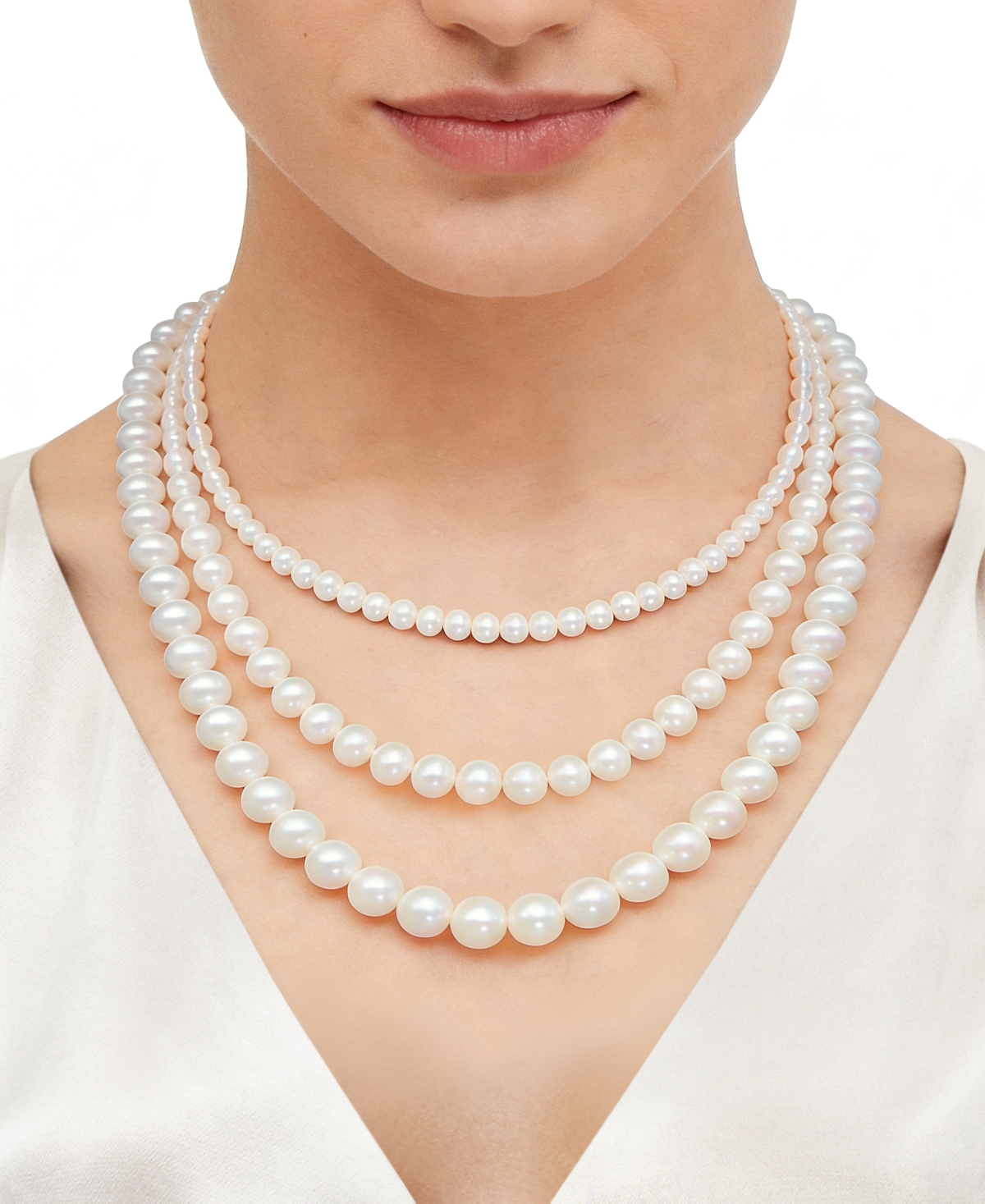 Honora White Cultured Freshwater Pearl (6-7mm) Necklace in 14k Yellow Gold