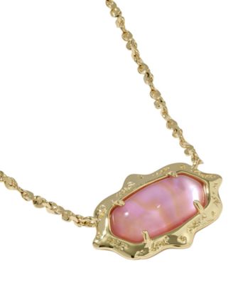 Imitation Pearl and 14k Gold Over Brass Elisa Scallop Frame Short Pendant Necklace