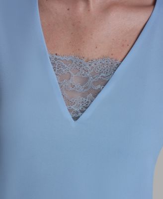 Women's V-Neck Lace Detail Pull-On Top