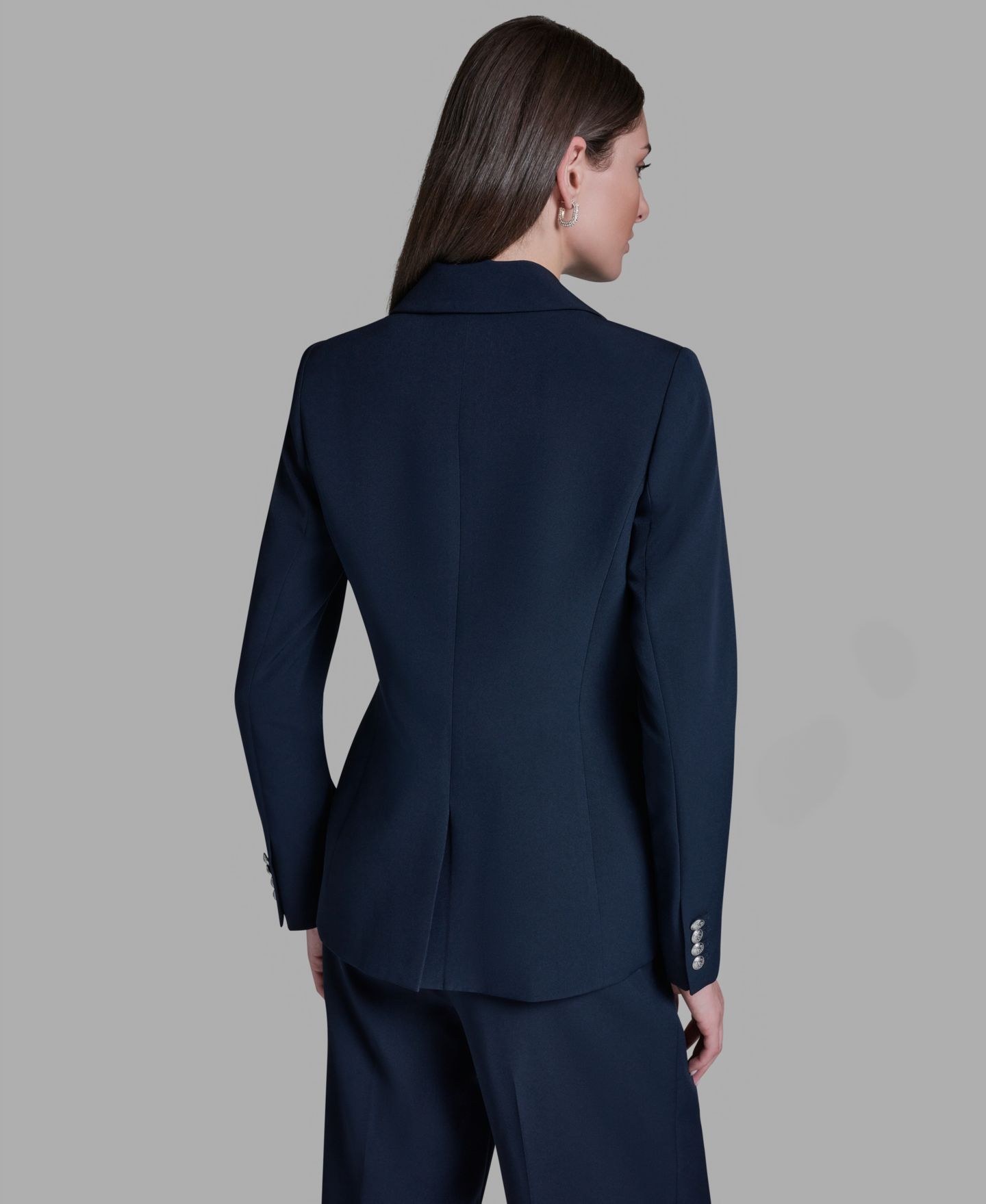 Женская куртка BCBG Double Breasted Long-Sleeve Jacket, цвет: Глубокий морской — фото 8