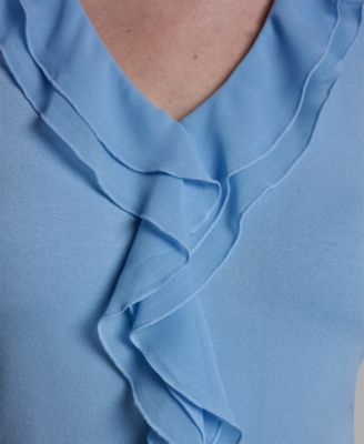 Women's V-Neck Ruffle Front Pull-On Top