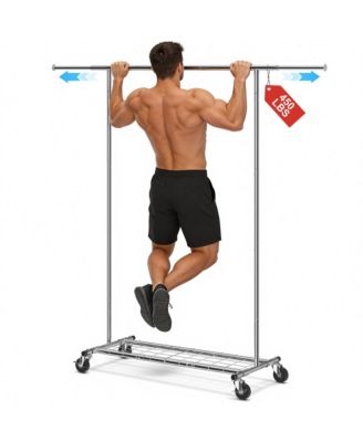 Adjustable Rolling Garment Rack with Extendable Hanging Rod