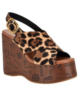 Women's Yarisel Logo-Embossed High Platform Wedge Sandals