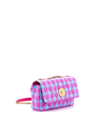 East West Medusa Icon Chain Flap Bag Quilted Tweed