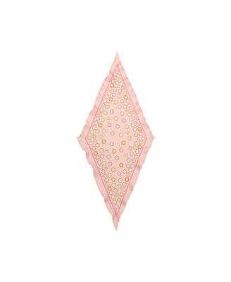 Women's Waterfall Tea Rose Printed Silk Diamond Scarf