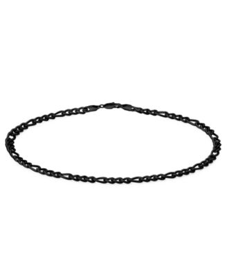 Men's Rolo Black-Plated Stainless Steel Figaro Chain Bracelet